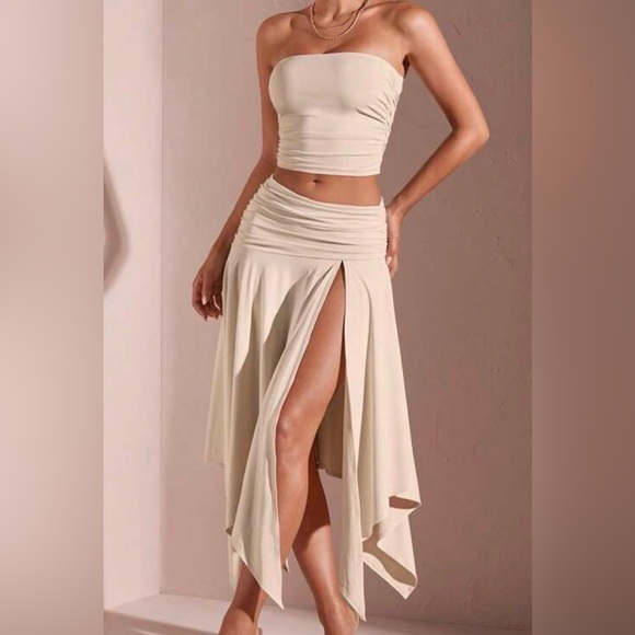 SHEIN Dresses & Skirts - SHEIN Cream High-Low Skirt